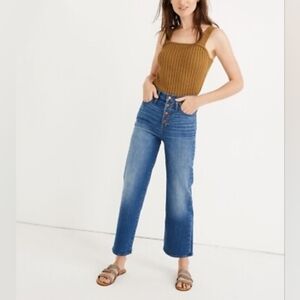 Madewell sz 26 petite slim wide leg crop high rise with button fly